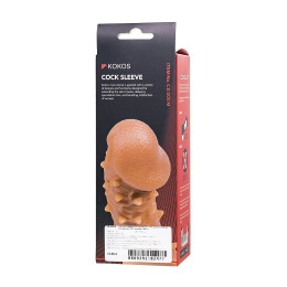 Насадка реалистичная KOKOS COCK SLEEVE 005-M с дополнительной стимуляцией, TPE, телесная, 15.6 см