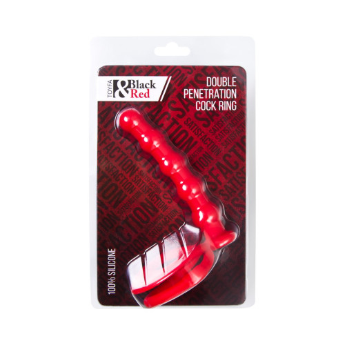 Насадка на пенис для двойного проникновения Black&Red by TOYFA, силикон, красный, 19,5 см