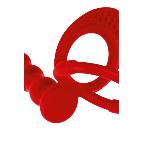 Насадка на пенис для двойного проникновения Black&Red by TOYFA, силикон, красный, 19,5 см