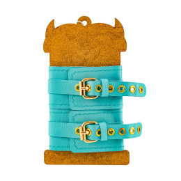 Оковы Pecado BDSM, прямоугольные, однослойные, натуральная кожа, голубой