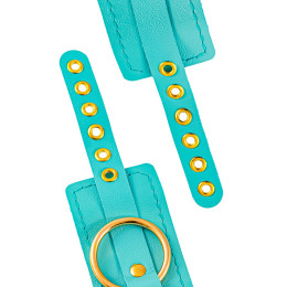 Оковы Pecado BDSM, прямоугольные, однослойные, натуральная кожа, голубой