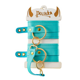Оковы Pecado BDSM, прямоугольные, однослойные, натуральная кожа, голубой