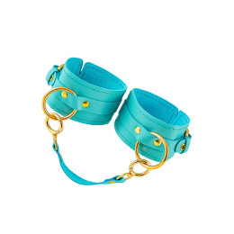 Оковы Pecado BDSM, прямоугольные, однослойные, натуральная кожа, голубой