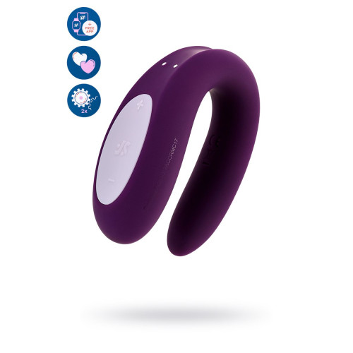 Многофункциональный стимулятор для пар Satisfyer Double Joy Connect App, силикон, фиолетовый, 18 см