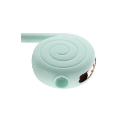 Вибратор с вакуумным стимулятором OTOUCH Lollipop Dual Stimulation, силикон, бело-бирюзовый, 20 см