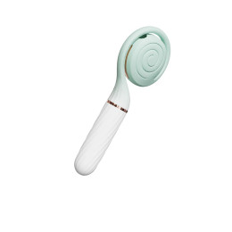 Вибратор с вакуумным стимулятором OTOUCH Lollipop Dual Stimulation, силикон, бело-бирюзовый, 20 см