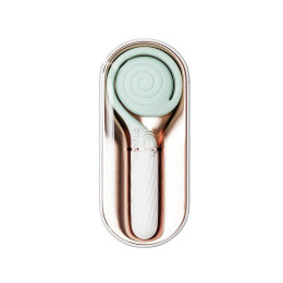 Вибратор с вакуумным стимулятором OTOUCH Lollipop Dual Stimulation, силикон, бело-бирюзовый, 20 см