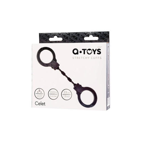 Силиконовые наручники A-Toys by TOYFA Celet, силикон, черные, 33 см