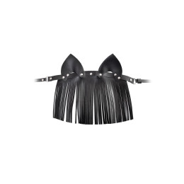 Маска Штучки-дрючки «Кошка с бахромой», кожа, черная