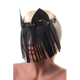 Маска Штучки-дрючки «Кошка с бахромой», кожа, черная