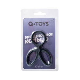 Тройное кольцо на пенис A-Toys by TOYFA KRAKEN, силикон, черный, 10 см