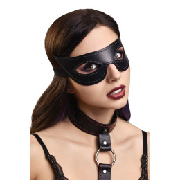 Маска Pecado BDSM, открытая острая, натуральная кожа, черная