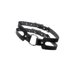 Чокер-ошейник Pecado BDSM, из двух ремешков, натуральная кожа, чёрный