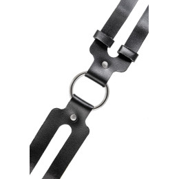 Чокер-ошейник Pecado BDSM, из двух ремешков, натуральная кожа, чёрный