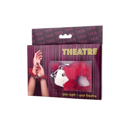 Наручники меховые TOYFA Theatre, искусственный мех, красный, 28 см.