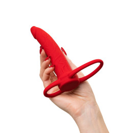 Насадка на пенис для двойного проникновения Black&Red by TOYFA , силикон, красный, 16,5 см