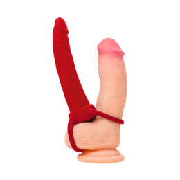 Насадка на пенис для двойного проникновения Black&Red by TOYFA , силикон, красный, 16,5 см