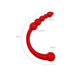 Двусторонний вибратор Black&Red by TOYFA, силикон, красный, 35 см