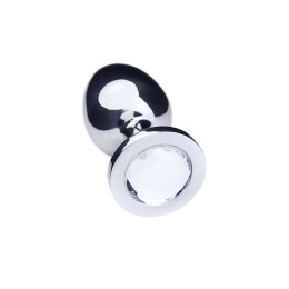 Анальная втулка Metal by TOYFA, металл, серебряная, с белым кристаллом, 10 см, Ø 4 см, 360 г