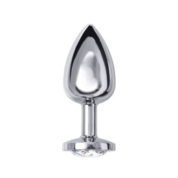 Анальная втулка Metal by TOYFA, металл, серебряная, с белым кристаллом, 10 см, Ø 4 см, 360 г