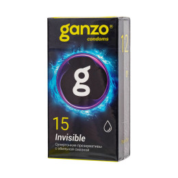 Презервативы Ganzo, Invisible, супер тонкие, латекс,18 см, 5,2 см, 15 шт.
