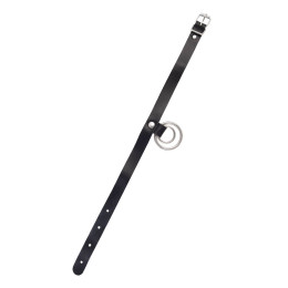 Чокер-ошейник Pecado BDSM, кольцо в кольце, натуральная кожа, чёрный