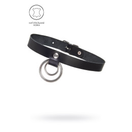 Чокер-ошейник Pecado BDSM, кольцо в кольце, натуральная кожа, чёрный