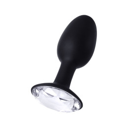 Анальная втулка Seven Creations с кристаллом, силикон+ABS пластик, черная, 8,5 см.