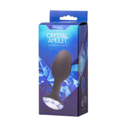 Анальная втулка Seven Creations с кристаллом, силикон+ABS пластик, черная, 8,5 см.