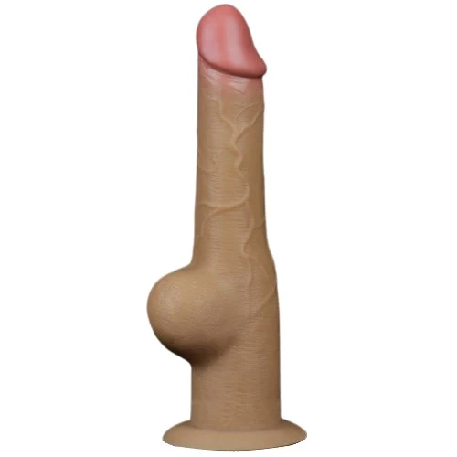Реалистичный фаллоимитатор на присоске с мошонкой Dual Layered Handle Cock 25 см