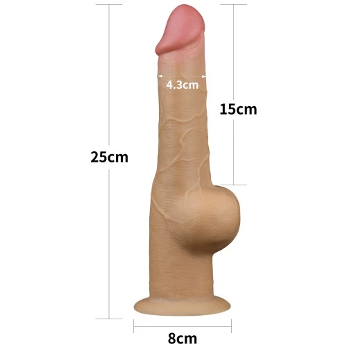 Реалистичный фаллоимитатор на присоске с мошонкой Dual Layered Handle Cock 25 см