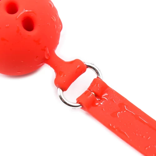Силиконовый дышащий кляп-шар red M