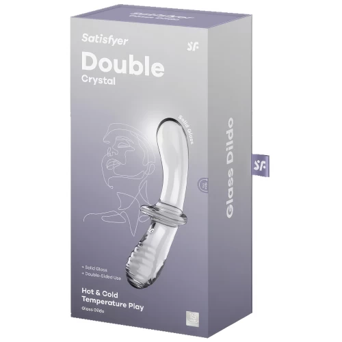 Двусторонний фаллос из стекла Satisfyer Double Crystal прозрачный 20 см