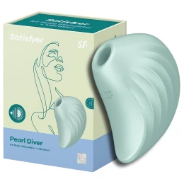Вакуумно-волновой стимулятор с вибрацией Satisfyer Pearl Diver зеленый