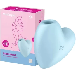 Вакуумно-волновой стимулятор с вибрацией Satisfyer Cutie Heart голубой