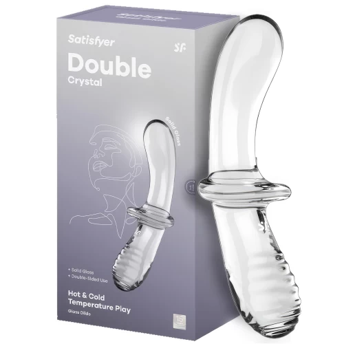 Двусторонний фаллос из стекла Satisfyer Double Crystal прозрачный 20 см