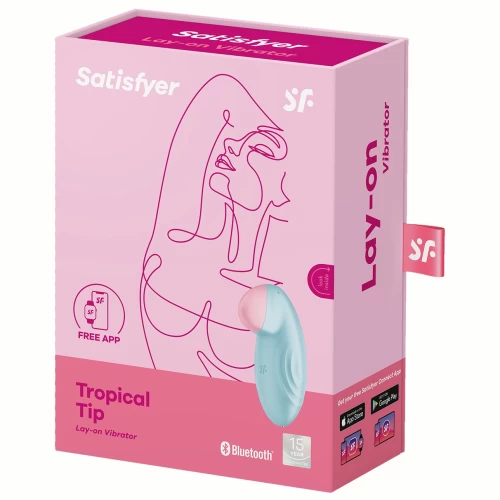 Перезаряжаемый смарт-стимулятор с вибрацией Satisfyer Tropical Tip Blue