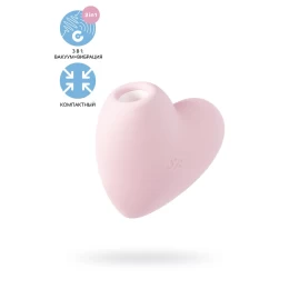 Вакуум-волновой стимулятор клитора с вибрацией Satisfyer Cutie Heart, силикон, розовый, 7,7 см
