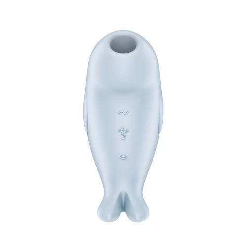 Вакуумный стимулятор клитора с вибрацией Satisfyer Seal You Soon, силикон, голубой, 11 см