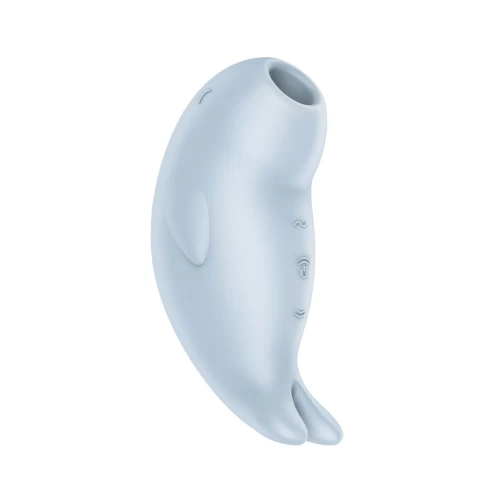 Вакуумный стимулятор клитора с вибрацией Satisfyer Seal You Soon, силикон, голубой, 11 см