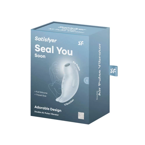 Вакуумный стимулятор клитора с вибрацией Satisfyer Seal You Soon, силикон, голубой, 11 см