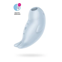 Вакуумный стимулятор клитора с вибрацией Satisfyer Seal You Soon, силикон, голубой, 11 см