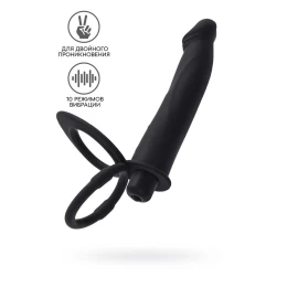 Насадка на пенис для двойного проникновения Black&Red by TOYFA, силикон, чёрный, 19 см