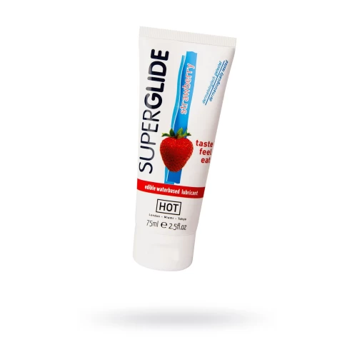 Съедобная смазка на водной основе HOT Superglide для орального секса со вкусом клубники, 75 мл