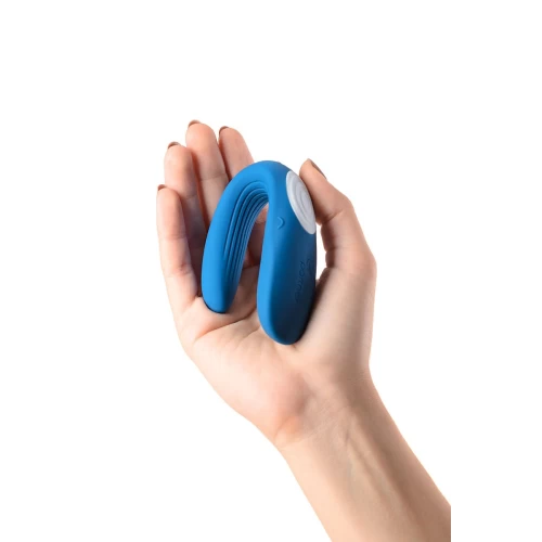 Многофункциональный стимулятор для пар Satisfyer Double Whale, силикон, голубой, 17 см.