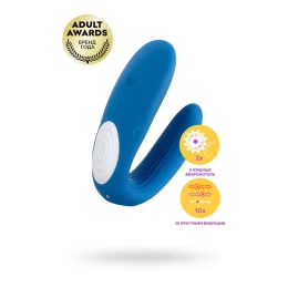 Многофункциональный стимулятор для пар Satisfyer Double Whale, силикон, голубой, 17 см.