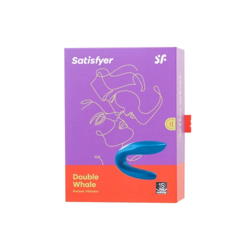 Многофункциональный стимулятор для пар Satisfyer Double Whale, силикон, голубой, 17 см.