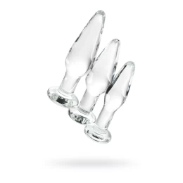 Набор анальных втулок Sexus Glass, стекло, прозрачный, 14/12,5/12 см, Ø 4/3,5/3 см