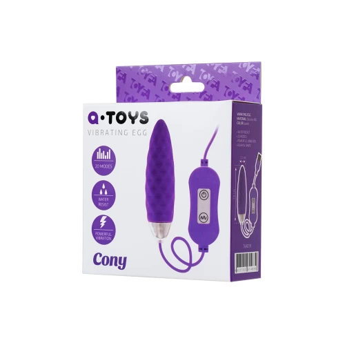 Виброяйцо с пультом управления A-Toys by TOYFA Cony, силикон, фиолетовый, 7,6 см