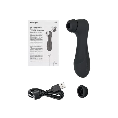 Вакуумный стимулятор клитора Satisfyer Pro 2 Generation 3, Connect App, чёрный, 16,4 см